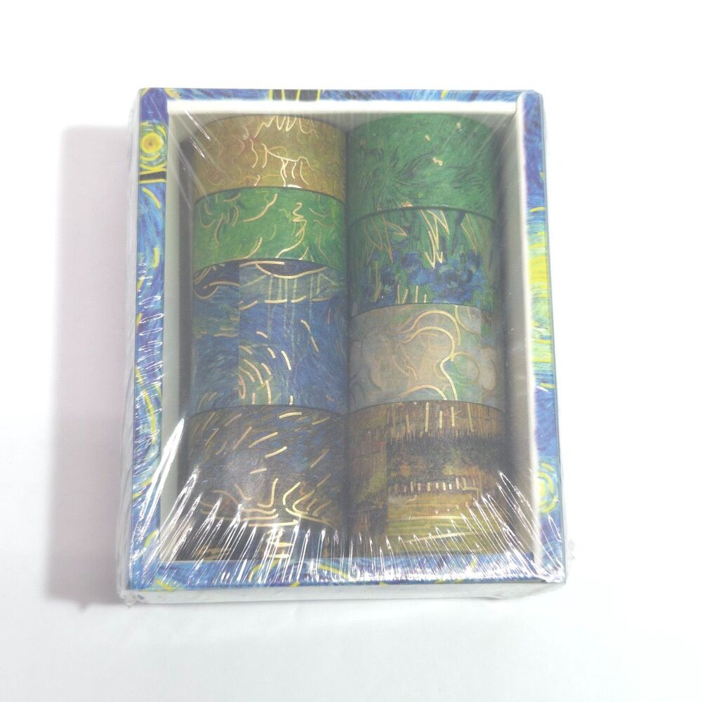 Van Gogh Oil Painting Gilding Washi Tape Set 8 Rolls Gold Foil Craft Masking